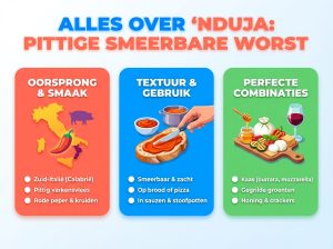 Infographie cheat sheet : Wat is 'nduja? Alles over de pittige smeerbare worst